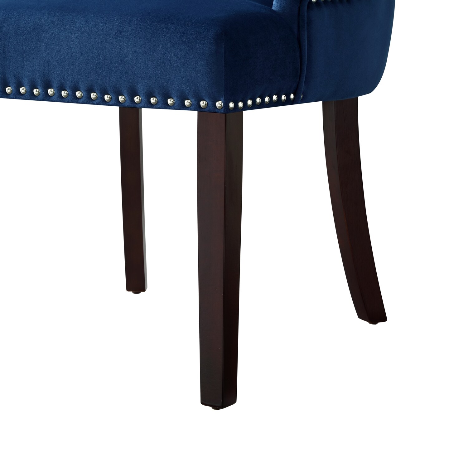 Piper Linen/Velvet/PU Leather Nailhead Armless Dining Chair (Set of 2)