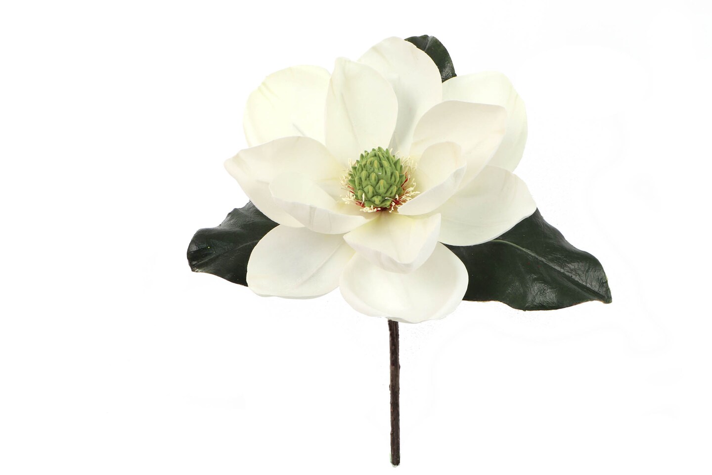 Set of 6: Artificial Magnolia Pick with 3 Lifelike Leaves | 18-Inch | Indoor Use | White | Floral Stems | Parties & Events | Home & Office Decor