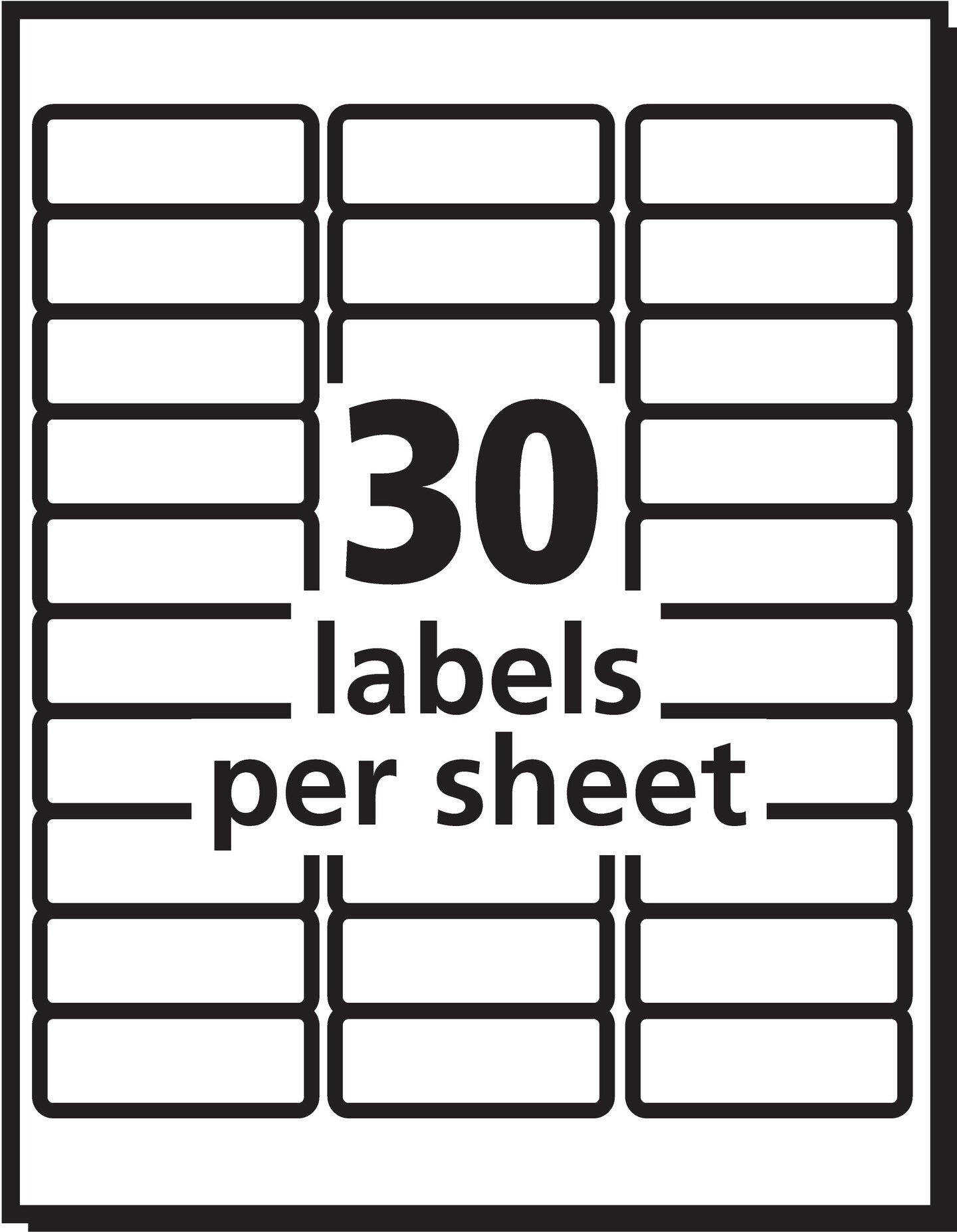 PRES-a-ply White Labels, 1" x 2-5/8", Permanent-Adhesive, 30-up, 3000 labels
