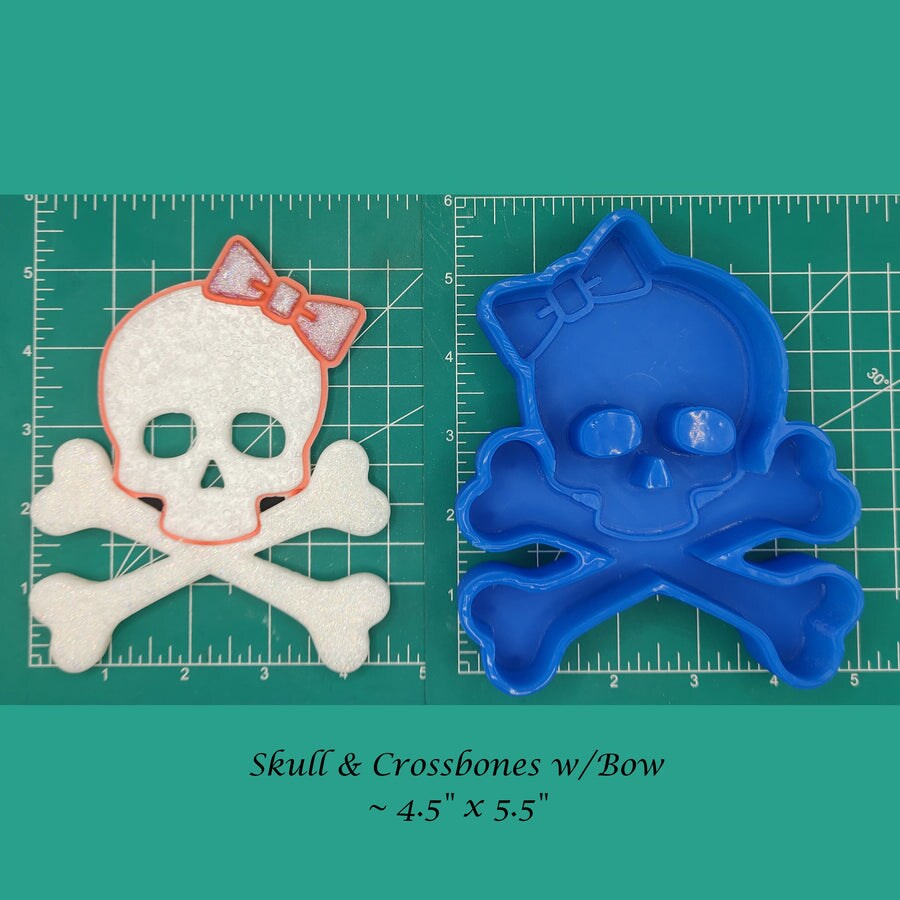 Skull &#x26; Crossbones with Bow Silicone Freshie Mold