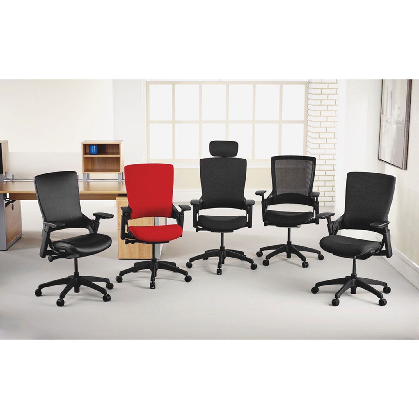 Lorell Multifunction Leather Chair, 25-1/4&#x22; x 23-1/4&#x22; x 40-1/2&#x22;, Black