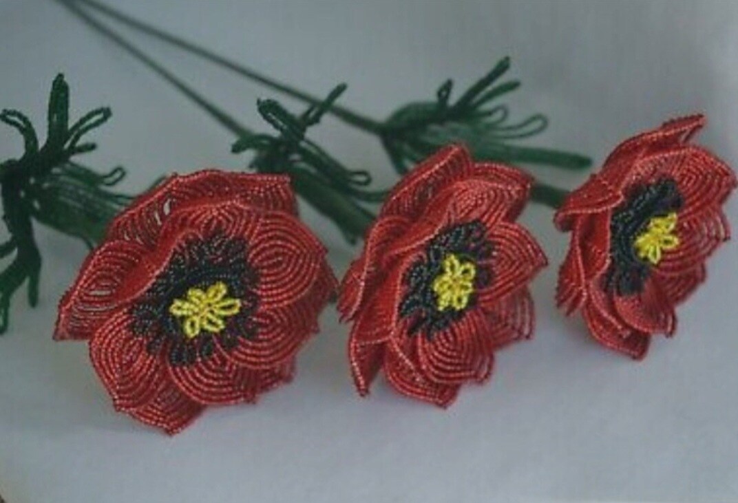 French Beaded flowers set of 3 poppy | MakerPlace by Michaels
