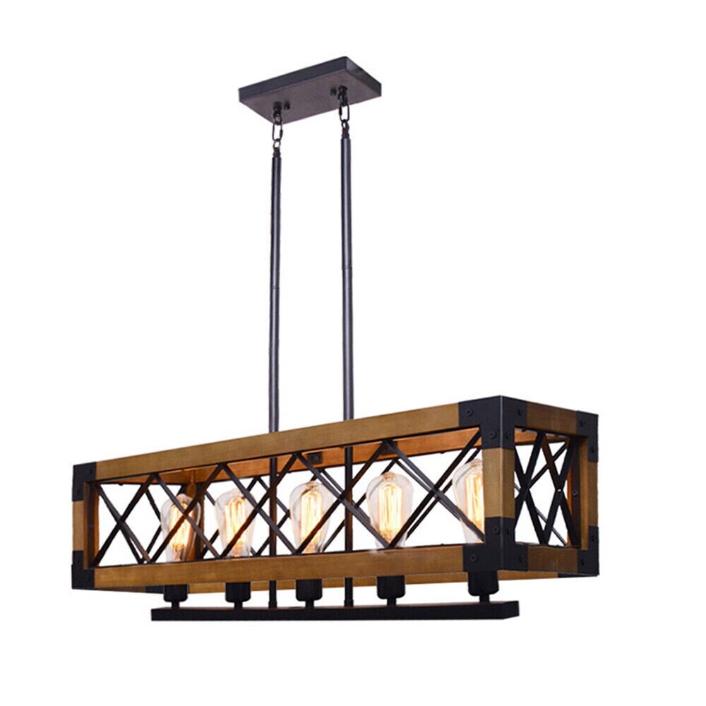 Kitcheniva E26 Wooden Pendant Light Rustic Chandelier Lamp