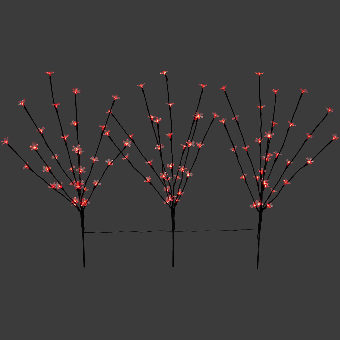 Northlight Set of 3 Pre-Lit Cherry Blossom Artificial Tree Branches 2.5&#x27; - Red LED Lights