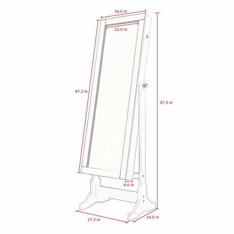 Adele Cheval Floor Mirror Jewelry Armoire with LED Lights