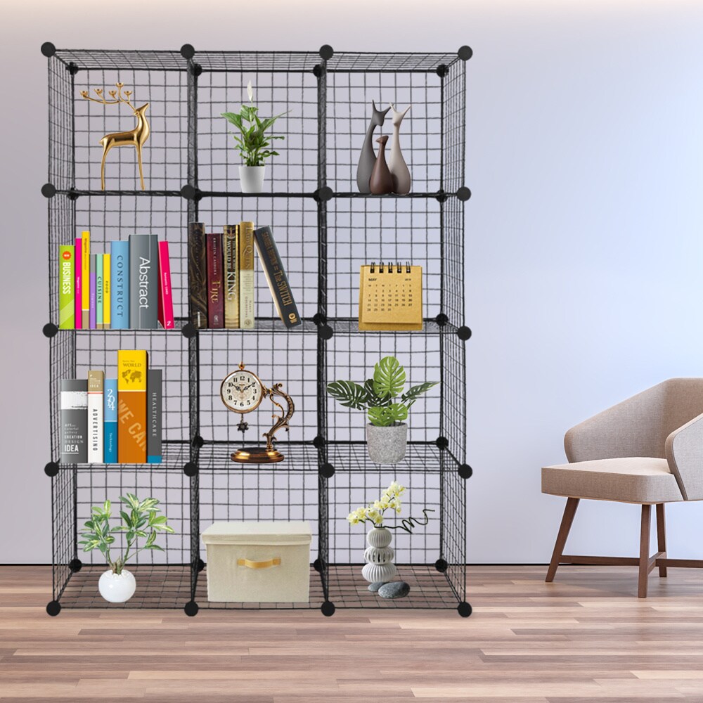 Wire Cube Storage Metal Closet Organizer Bookcase Cabinet Wardrobe Storage Shelves