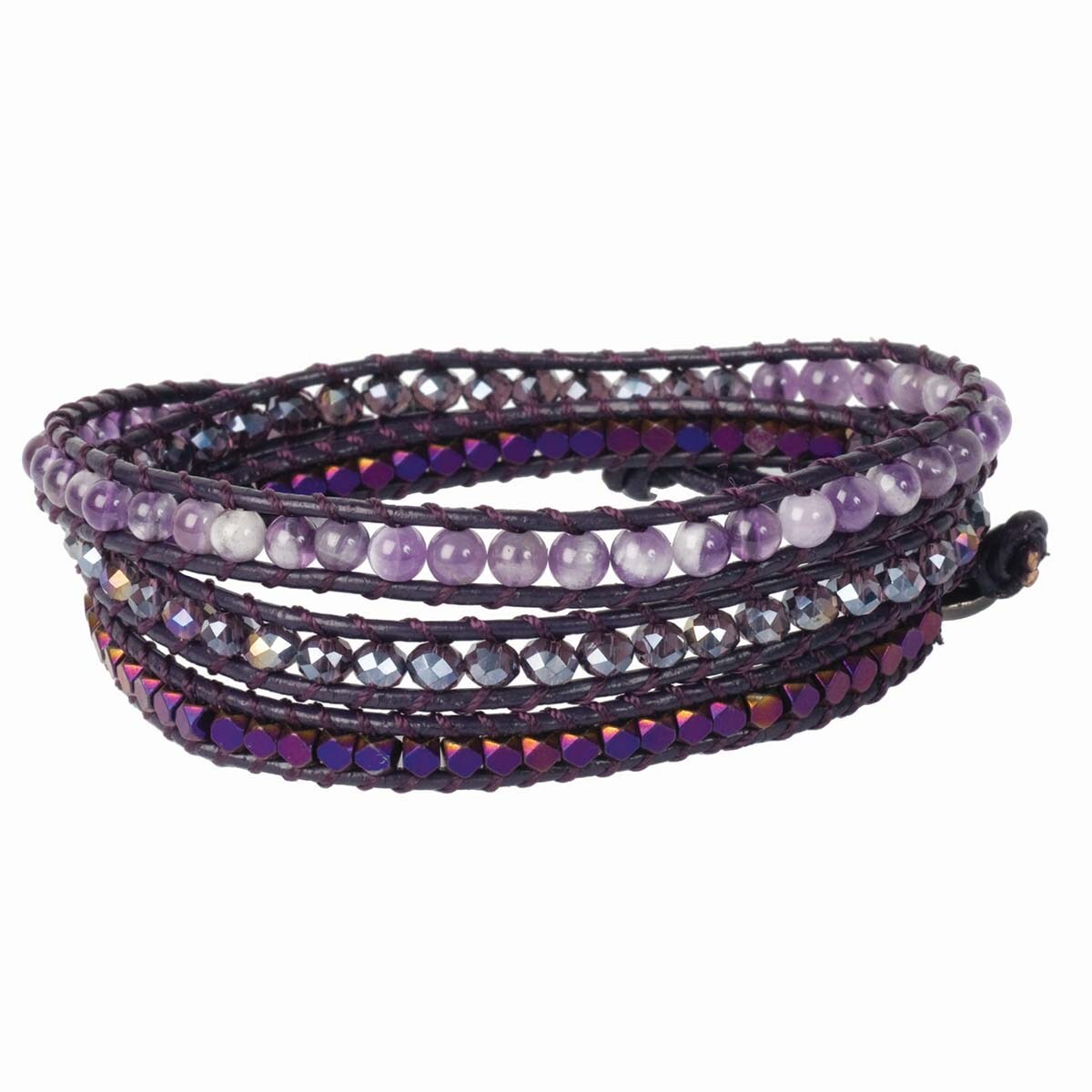 Solid Oak Purple Beaded Wrap Bracelet Beading Kit