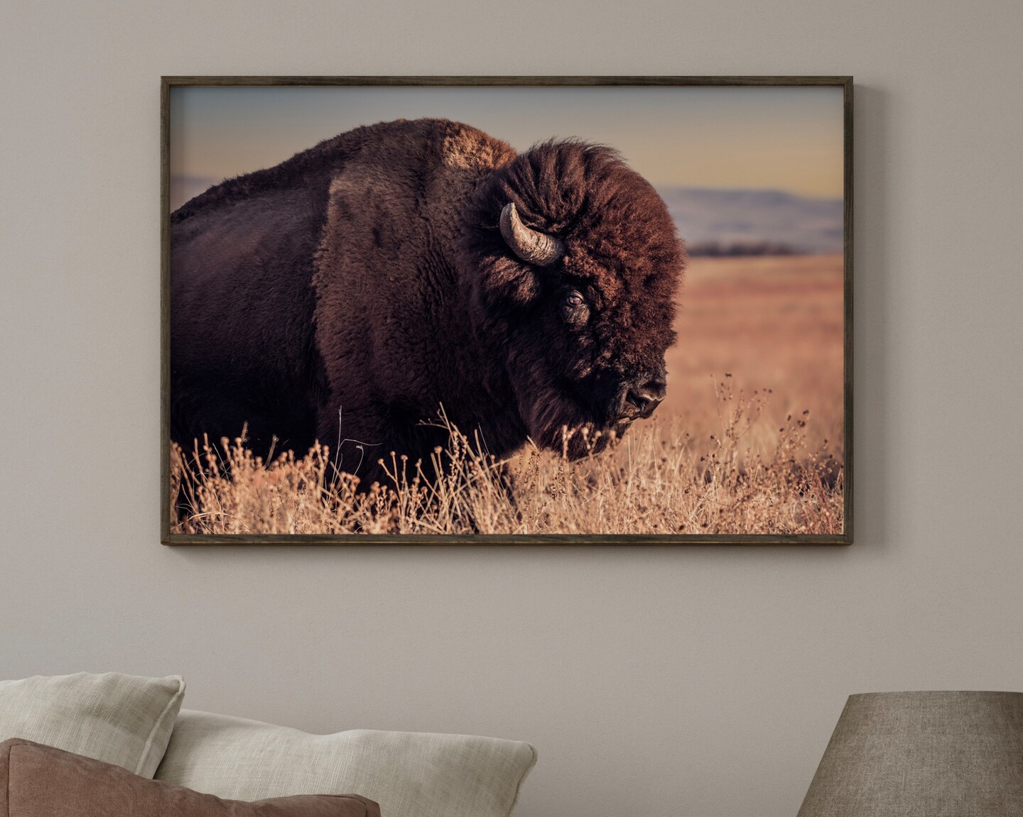 Bison art, buffalo painting canvas print, western decor, large photo ...