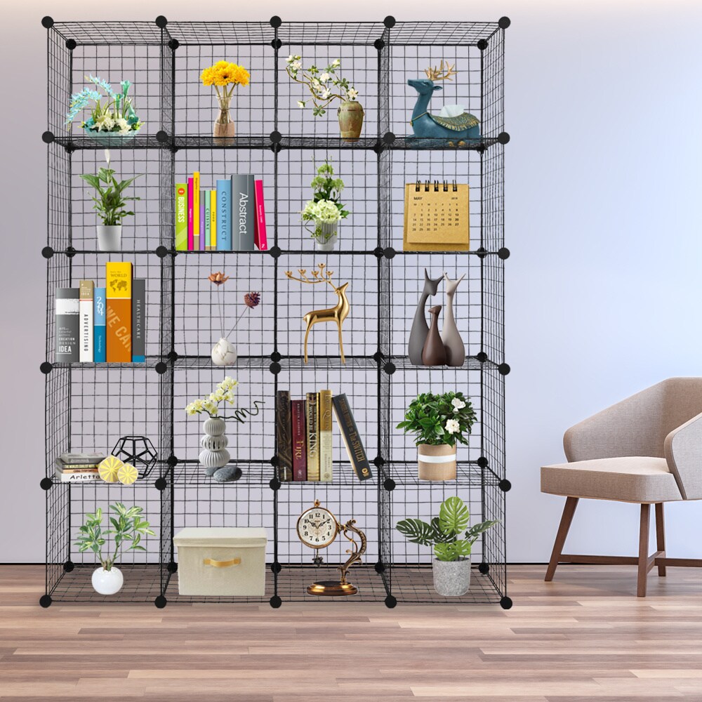 Wire Cube Storage Metal Closet Organizer Bookcase Cabinet Wardrobe Storage Shelves