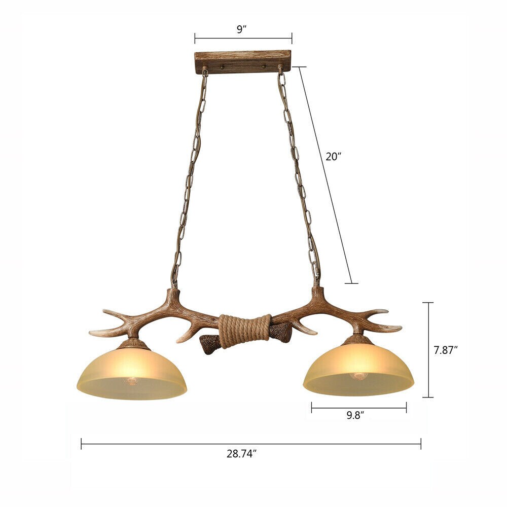Kitcheniva 2 Lights Antler Deer Horn Chandelier Fixture