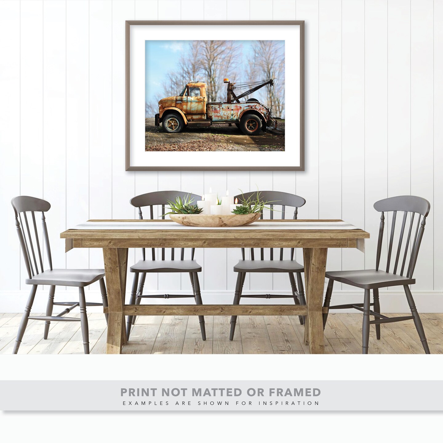 Old Ford Wrecker - Rusted Aqua Paint - Rustic Rural Old Tow Truck
