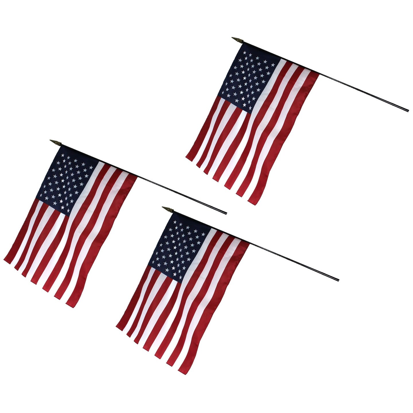 U.S. Classroom Flag, 16&#x22; x 24&#x22; with Staff, Pack of 3