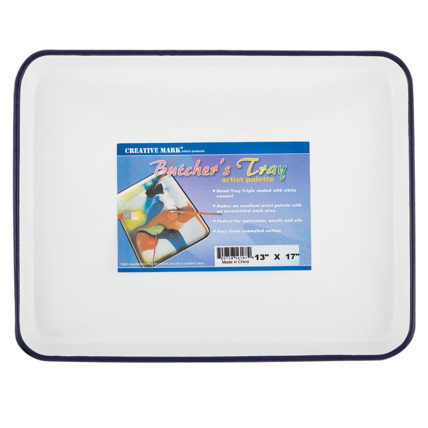 Creative Mark Butcher Tray Palette - Triple coated Enamel Tray Palette for Painting, Color Theory, Mixing, and more!