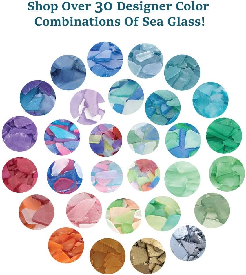 Sea Glass 11oz Dark Blue Green and Light Blue Tumbled Sea Glass Decor Bulk Seaglass Pieces for Beach Wedding Decor and Crafts