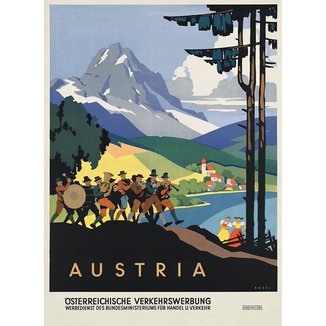 Austria - Vintage Travel Poster Prints- Alps