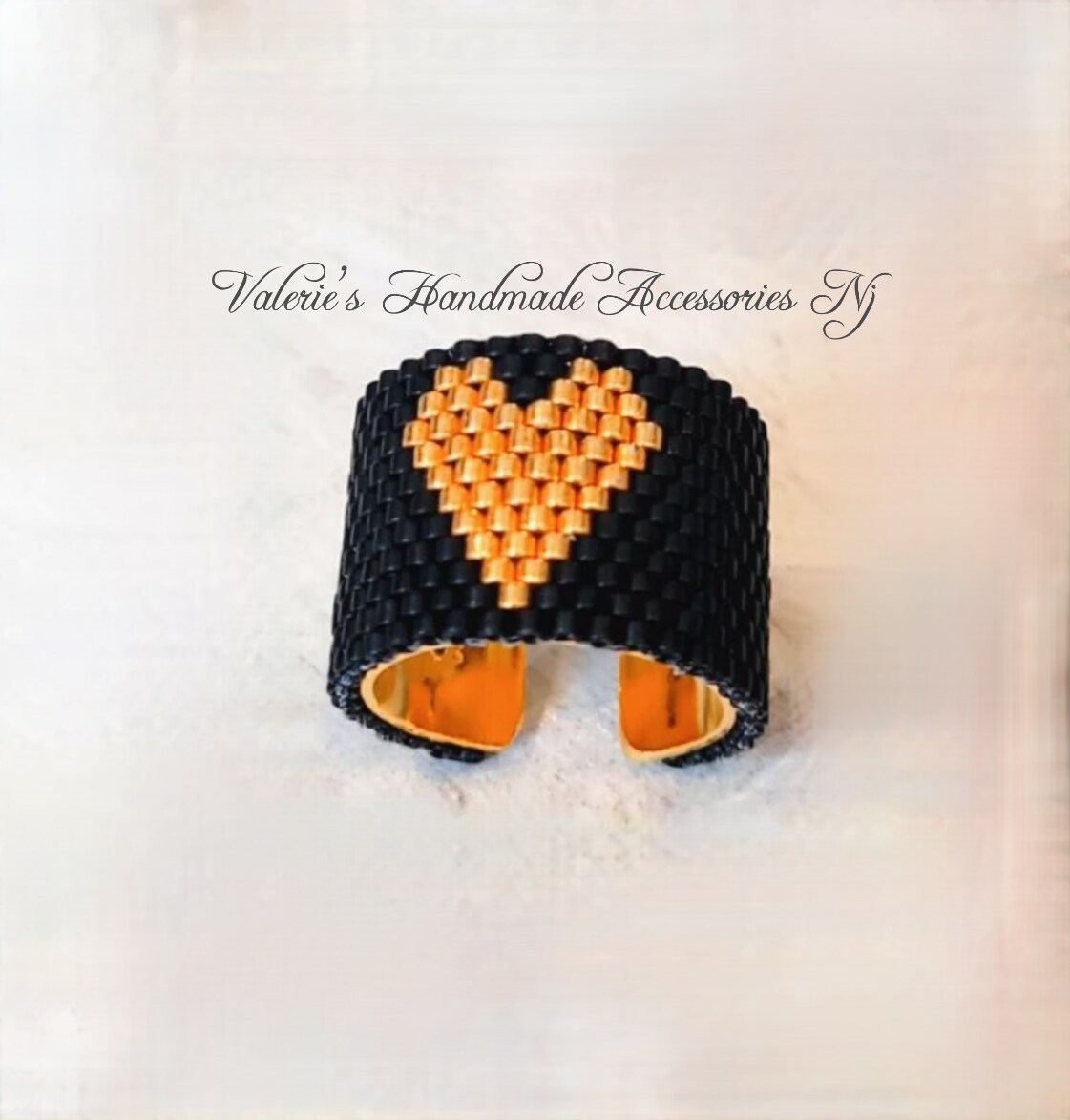 miyuki_heart Adjustable Miyuki beaded heart pattern ring | MakerPlace by Michaels