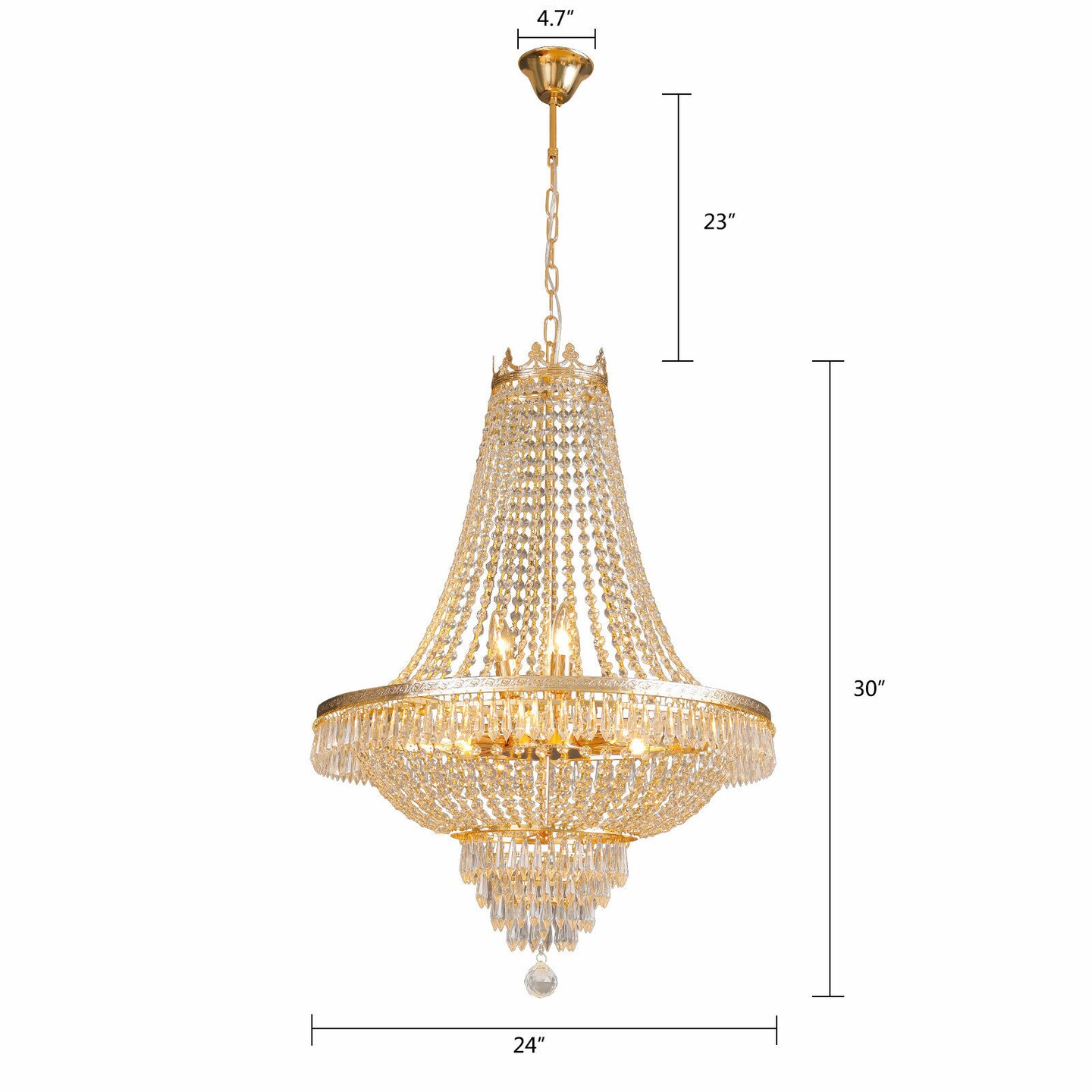 Kitcheniva Gold Crystal French Empire Chandelier Pendant Lamp
