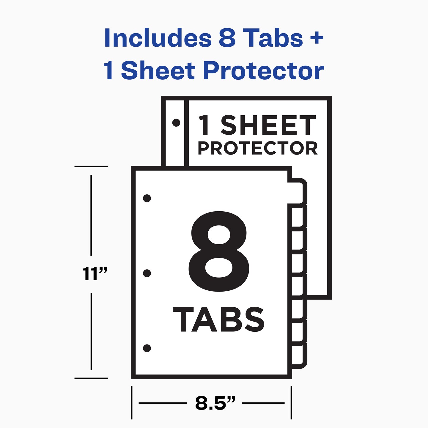 Avery Durable View 3 Ring Binder with 3 Inch Rings, 8 Tab Durable Plastic Binder Dividers, Office Supplies Set (01680)