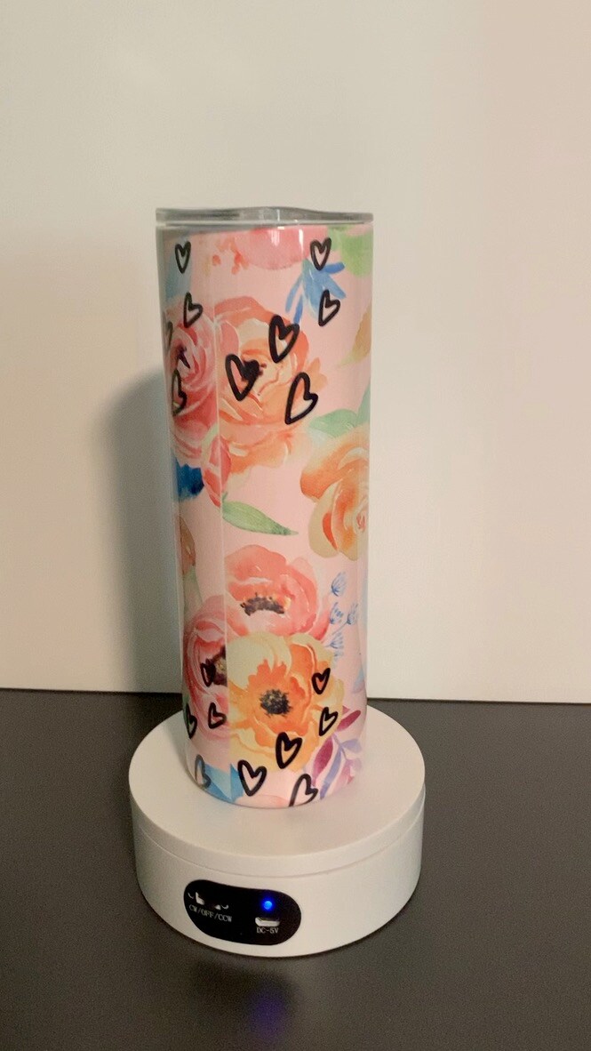 Mom MAMA Pink Floral Stripe Print 20 oz Skinny Tumbler