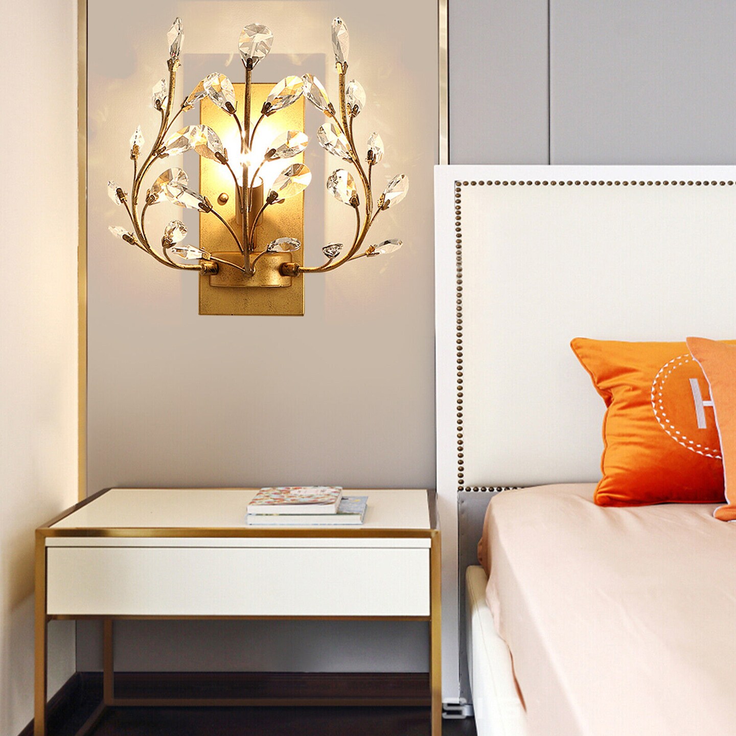 Kitcheniva Luxury Modern Crystal Gold Wall Sconce LIight Fixture