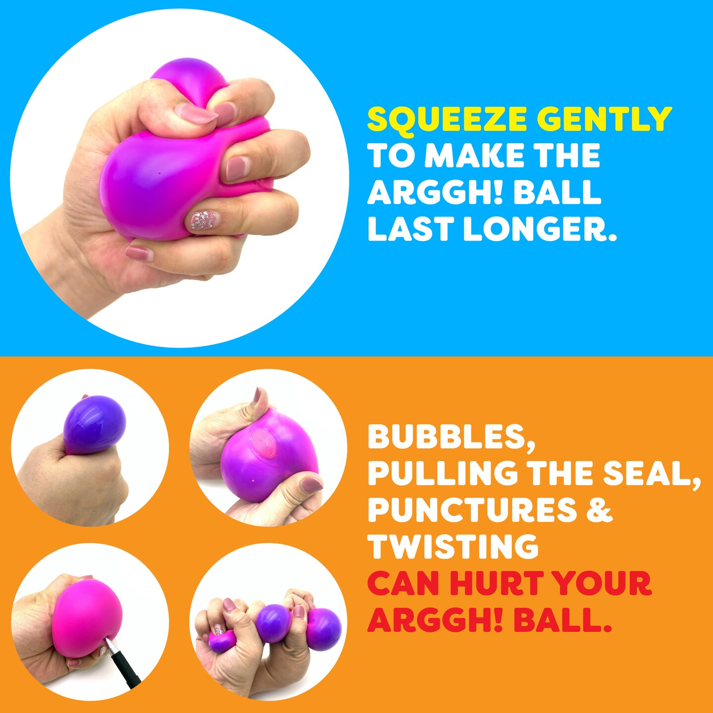 Power Your Fun Arggh Mini Stress Balls for Adults and Kids - 3pk