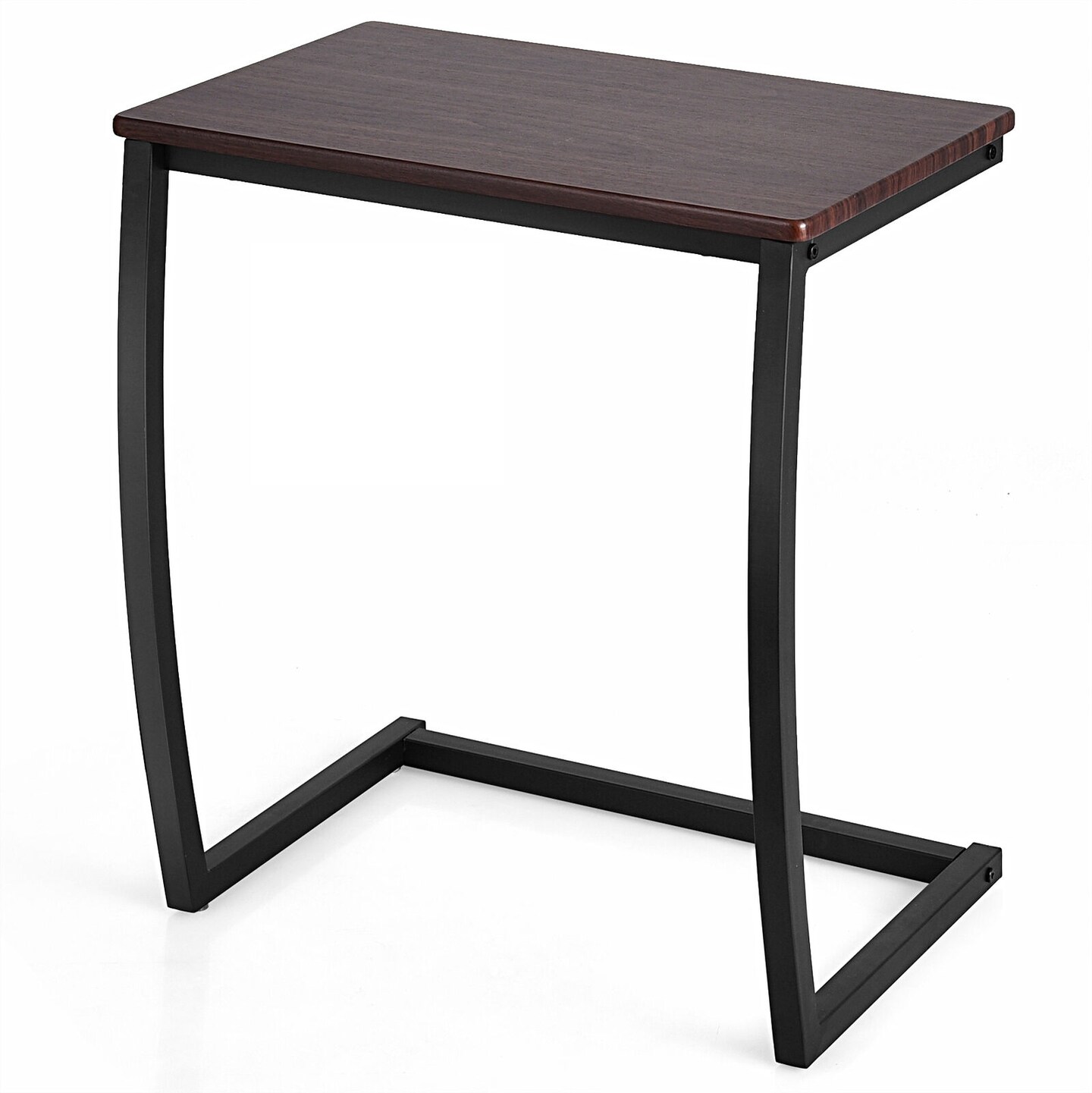 C-shaped Sofa Side End Table with Black Steel Tube Frame