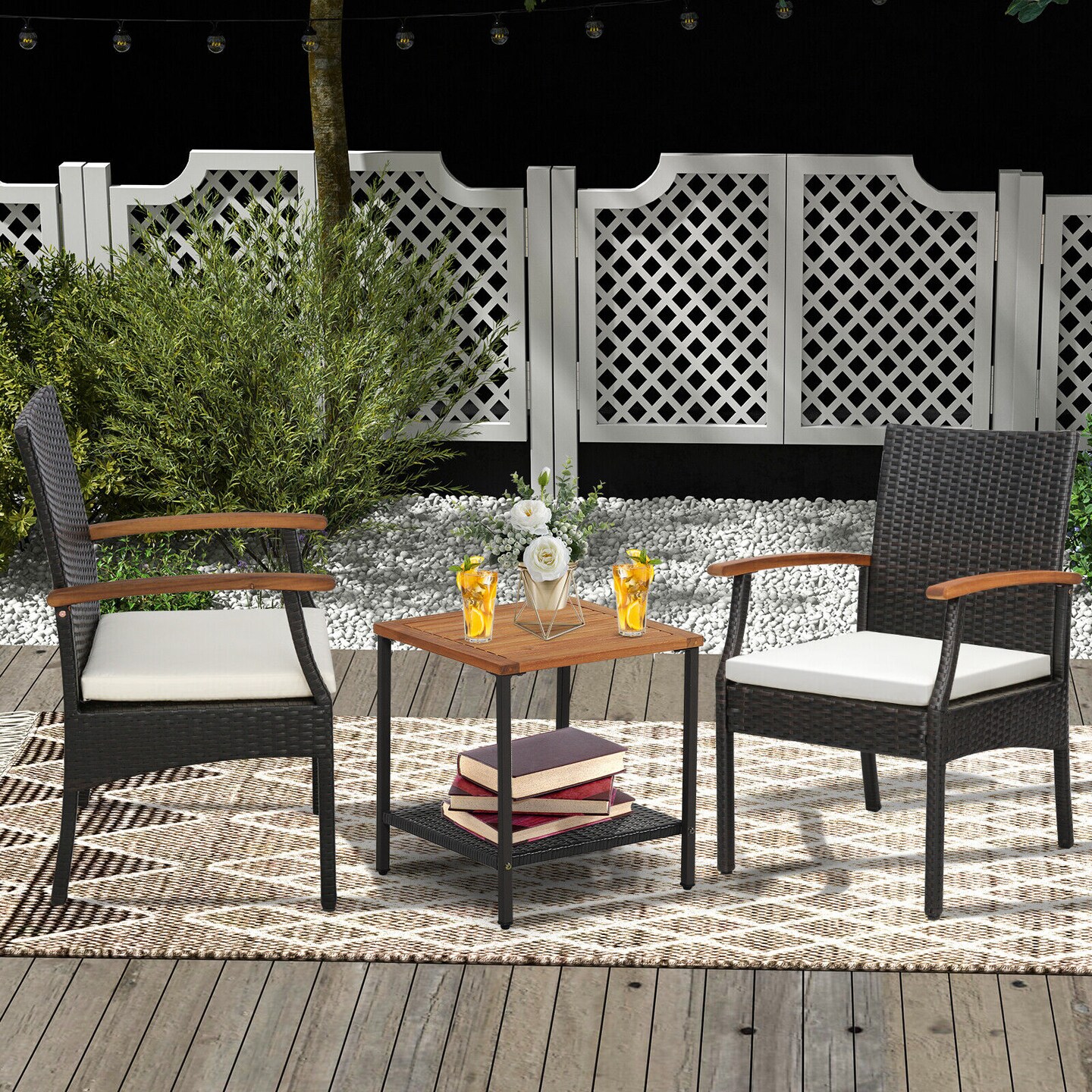 Wicker cushioned patio online chair