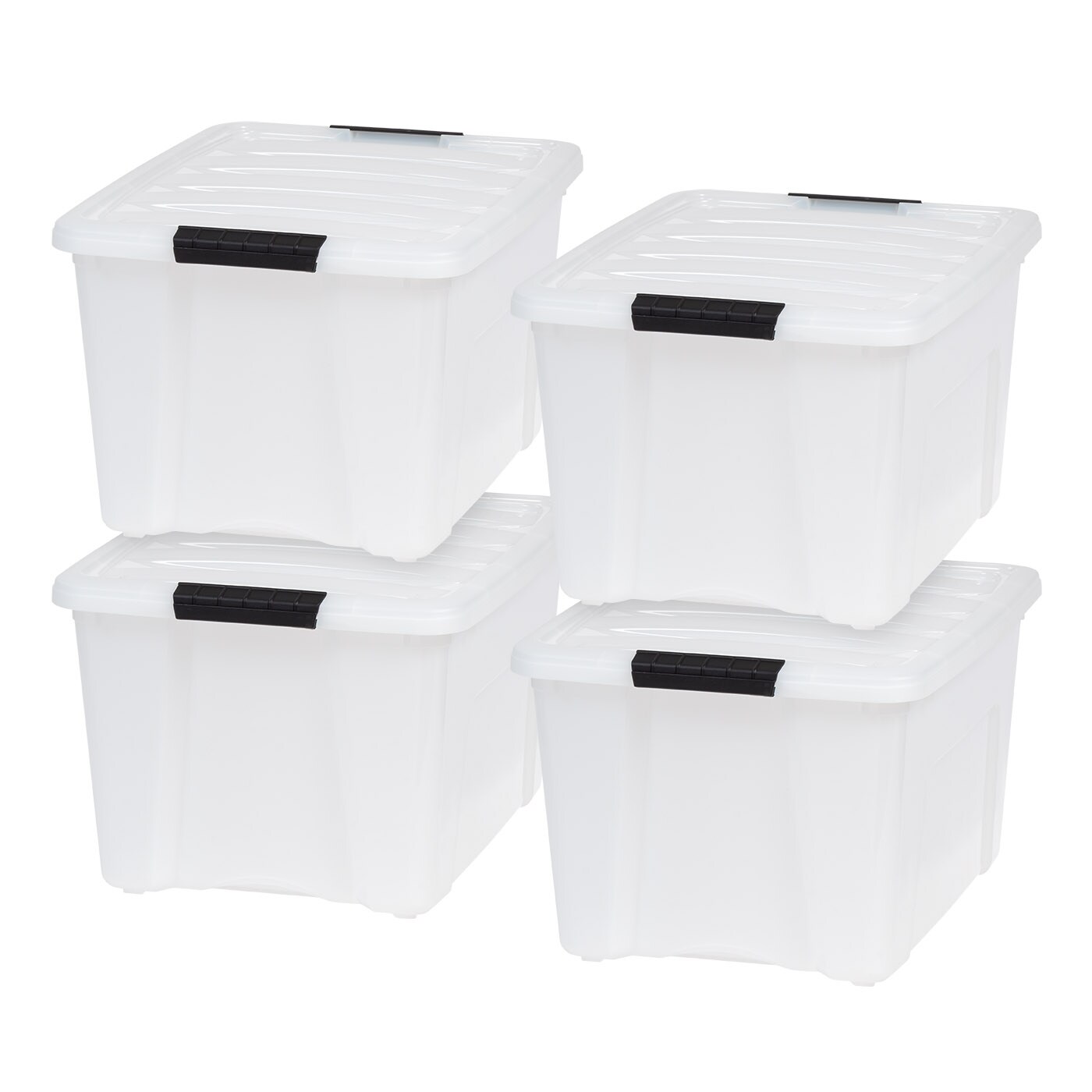 IRIS USA Plastic Storage Bins with Lids and Secure Latching Buckles