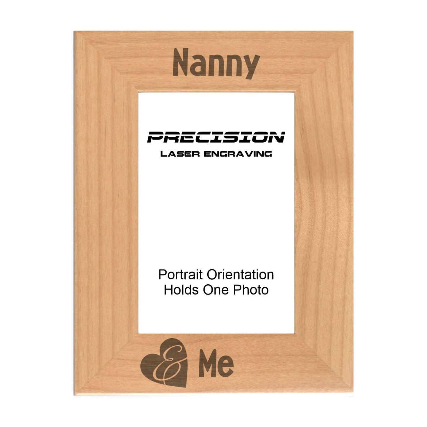 Nanny Picture Frame Nanny and Me Heart Engraved Natural Wood Photo Frame (WF-202) Mothers Day product 2