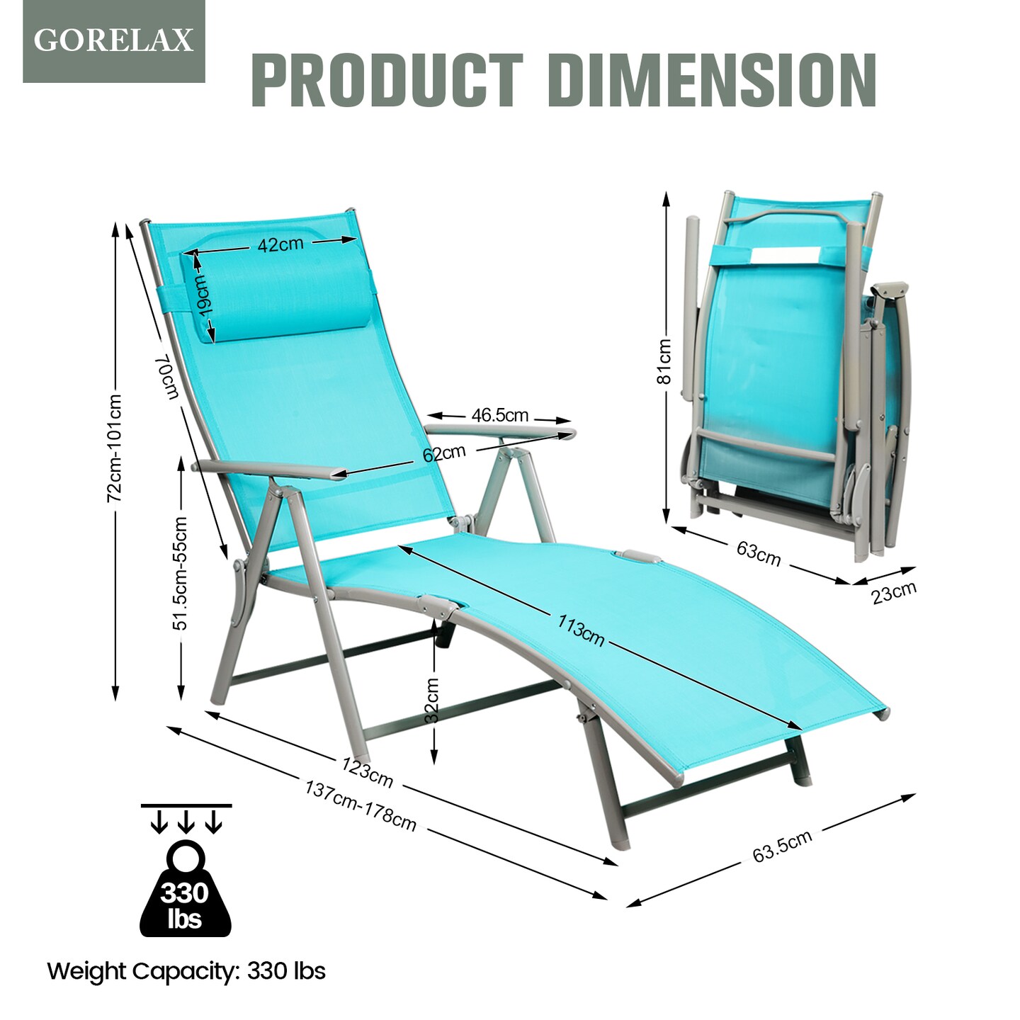 Outdoor Lightweight Folding Chaise Lounge Chair