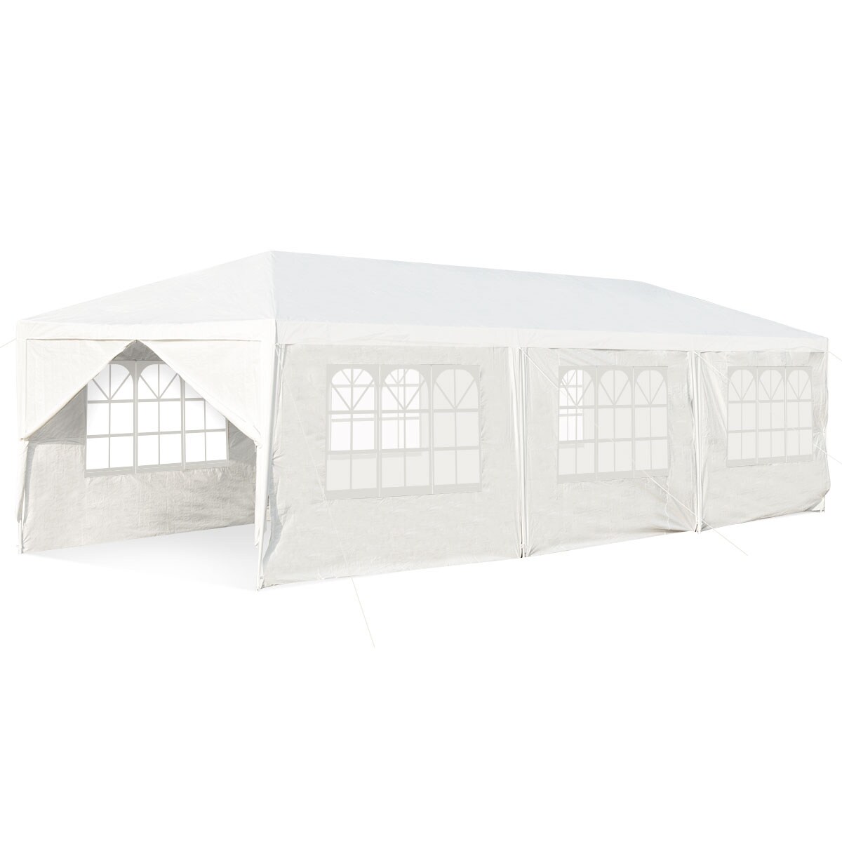 White 10x30 ft Outdoor Canopy Tent Heavy Duty Steel Frame 8 Removable Sidewalls