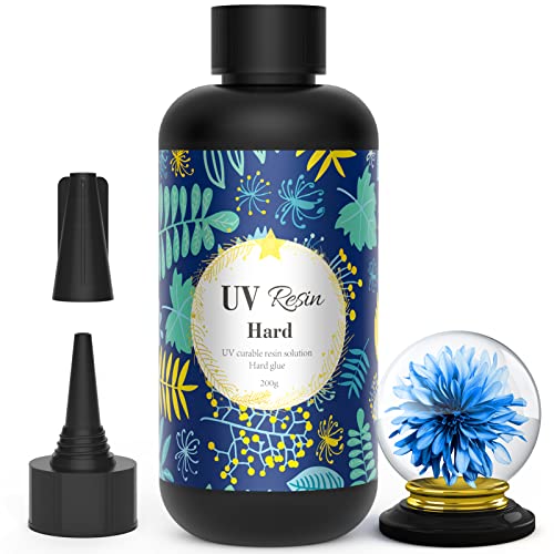 UV Resin - Wayin 200g Upgrade Ultraviolet Epoxy Resin Crystal Clear Hard Glue Solar Cure Sunlight Activated Resin for Handmade Jewelry, DIY Craft Decoration, Casting and Coating
