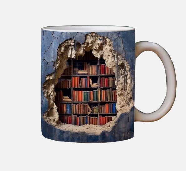 Book Lover Ceramic Mug Shelf Cup 2024 3D Bookshelf Mug-Library Book Shelf Mugs