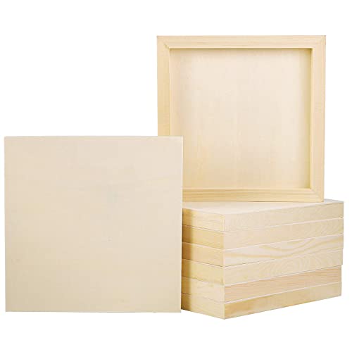 8 Pieces Wood Panels 8 x 8 Inch Unfinished Wood Canvas Wooden Panel Boards for Painting, Pouring, Arts Use with Oils, Acrylics