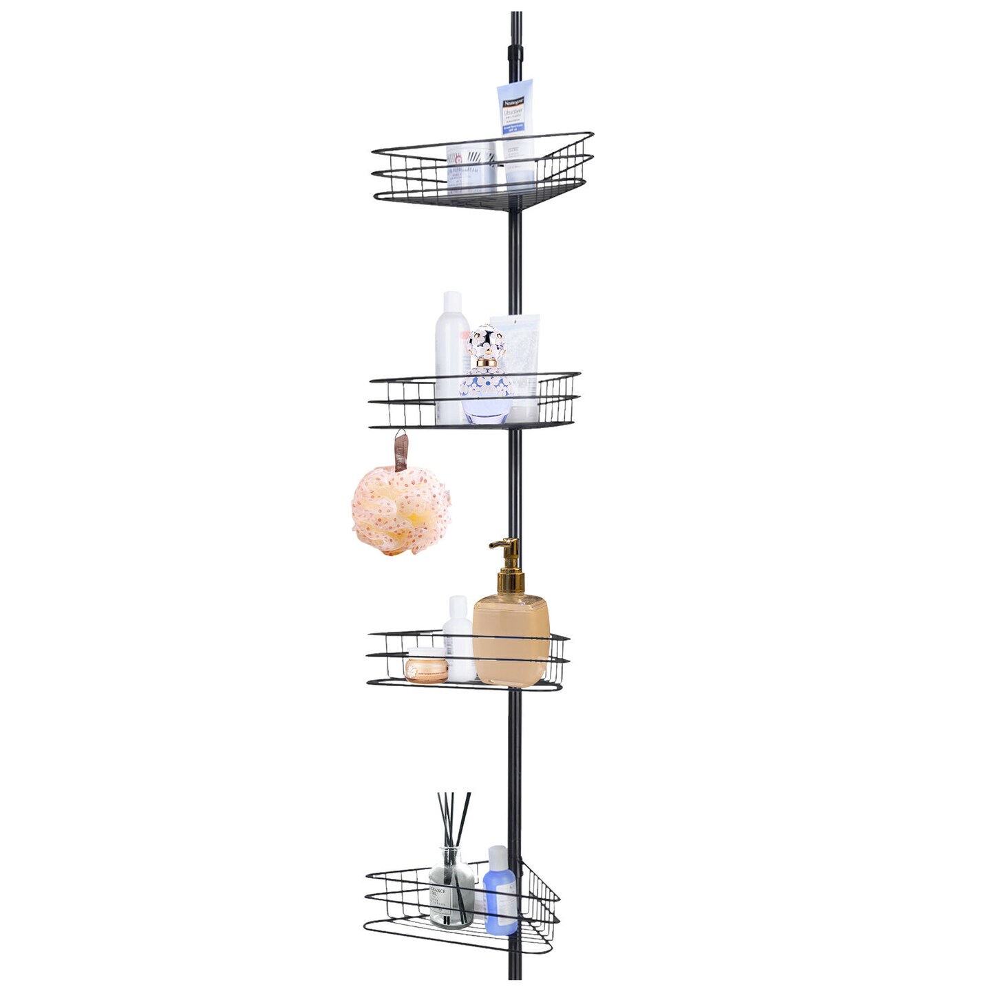 JumblWare Bamboo Shower Caddy, 11.7 x 26.8 Hanging 3-Tier Suction Cup Shower  Organizer