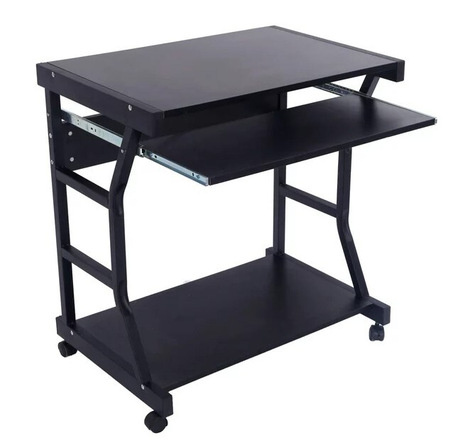 Mobile and compact complete office computer workstation desk in black