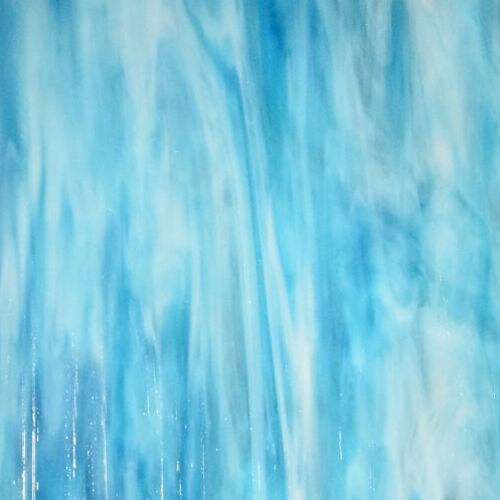 Wissmach Stained Glass Sheet and Mosaic Glass: Sky Blue Wisspy Opal