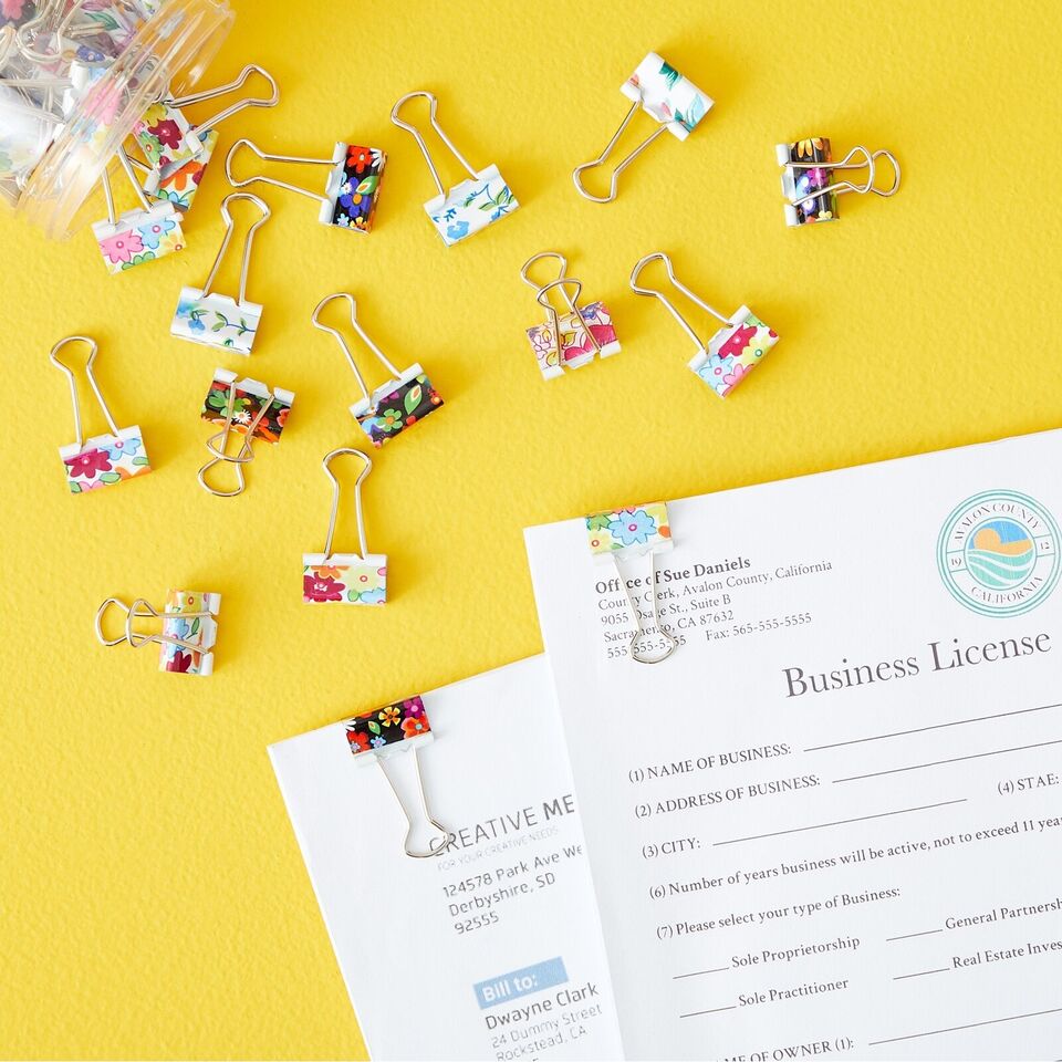 40 Pack Decorative Binder Clips for FIle Folders, Papers, Documents.