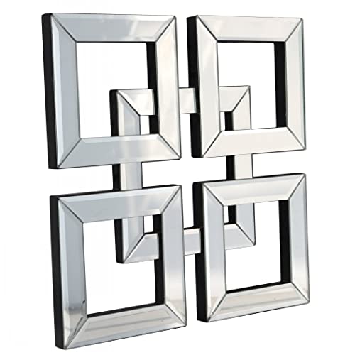 QMDECOR Square Mirrored Wall Decor Decorative Mirror 12x12 inches Modern Fashion DIY Silver Wall-Mounted Mirrors