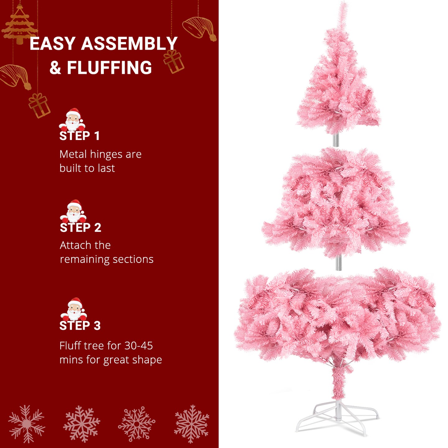 6ft 1600 Branch PVC Branch Iron Bracket Christmas Tree Pink