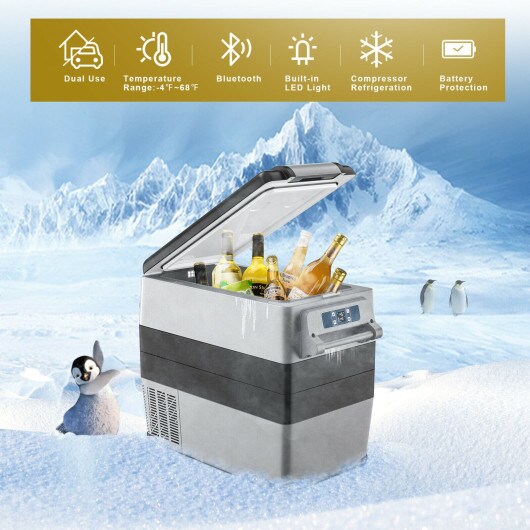 53-Quarts -4&#xB0;F To 68&#xB0; Portable Electric Car Cooler Refrigerator