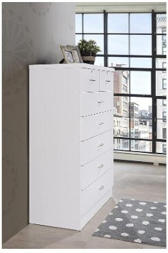 7 Drawer Wood Dresser for Bedroom, 31.5 inch Wide Chest of Drawers, with 2 Locks on the Top Drawers, Clothing Storage Organisation Unit, White