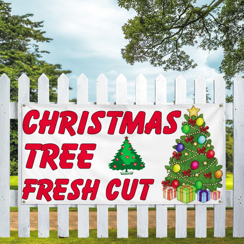 Vinyl Banner Multiple Sizes Christmas Tree Fresh Cut.