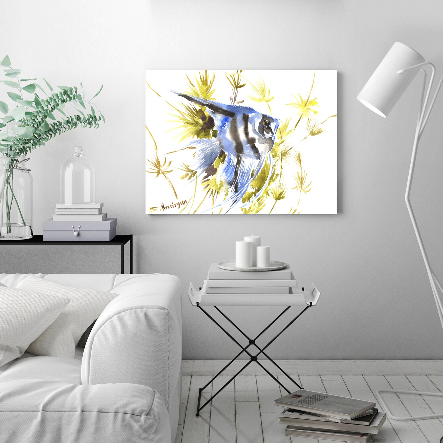 Angelfish Aquarium by Suren Nersisyan  Gallery Wrapped Canvas - Americanflat