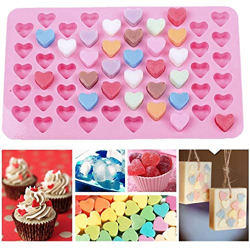 3 Pack Silicone Chocolate Molds, Reusable Candy Baking Mold Ice Cube Trays Candies Making Supplies with 2 Droppers, Nonstick Silicone Gummy Molds Including Mini Dinosaur, Hearts, Bear Shape