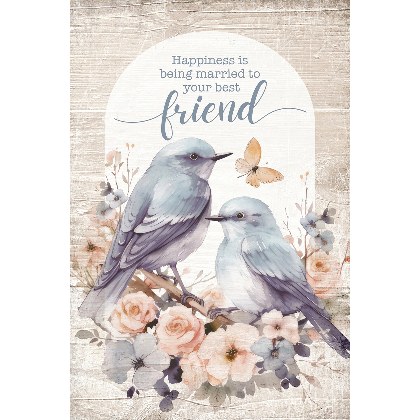 Happiness Is Being Married Wood Plaque with Easel and Hook Wall Tabletop Art - 4 inches x 6 inches