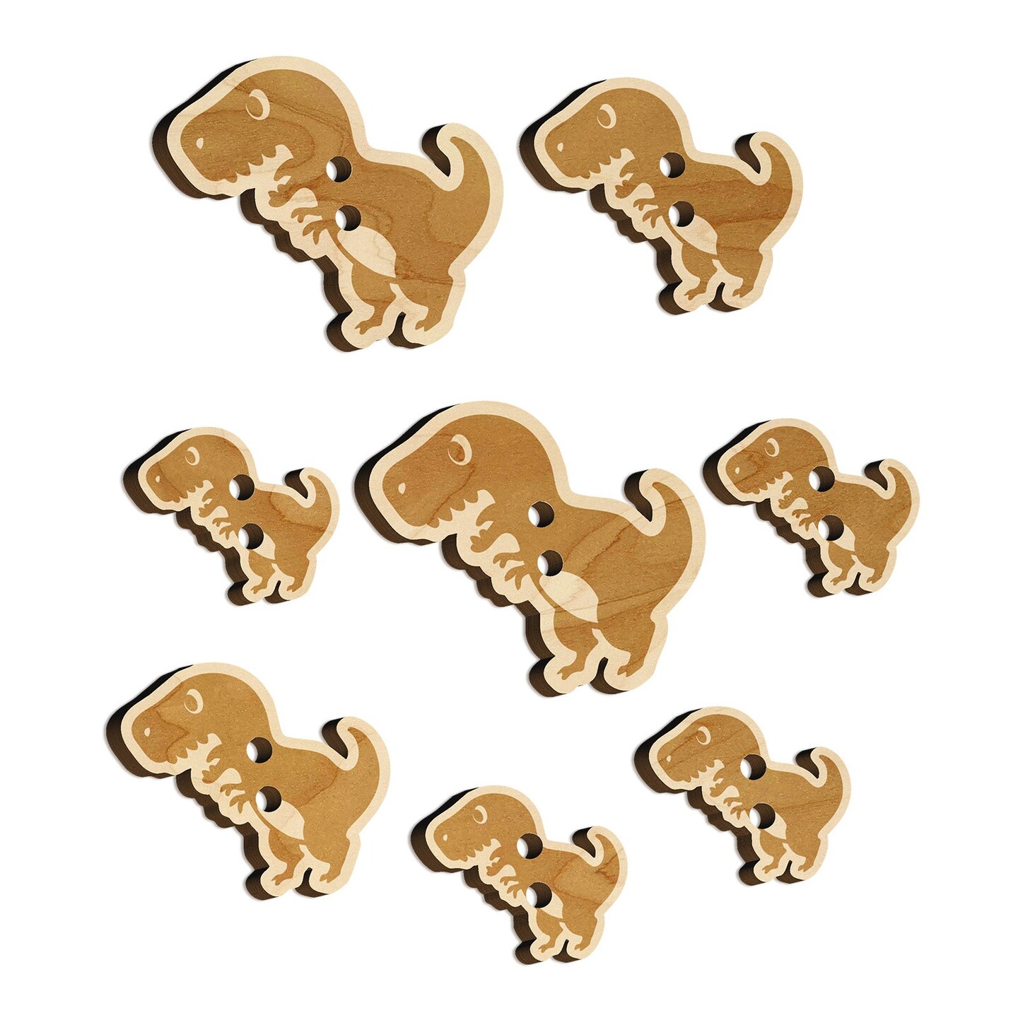 Cute Tyrannosaurus Rex Dinosaur Wood Buttons for Sewing Knitting Crochet DIY Craft