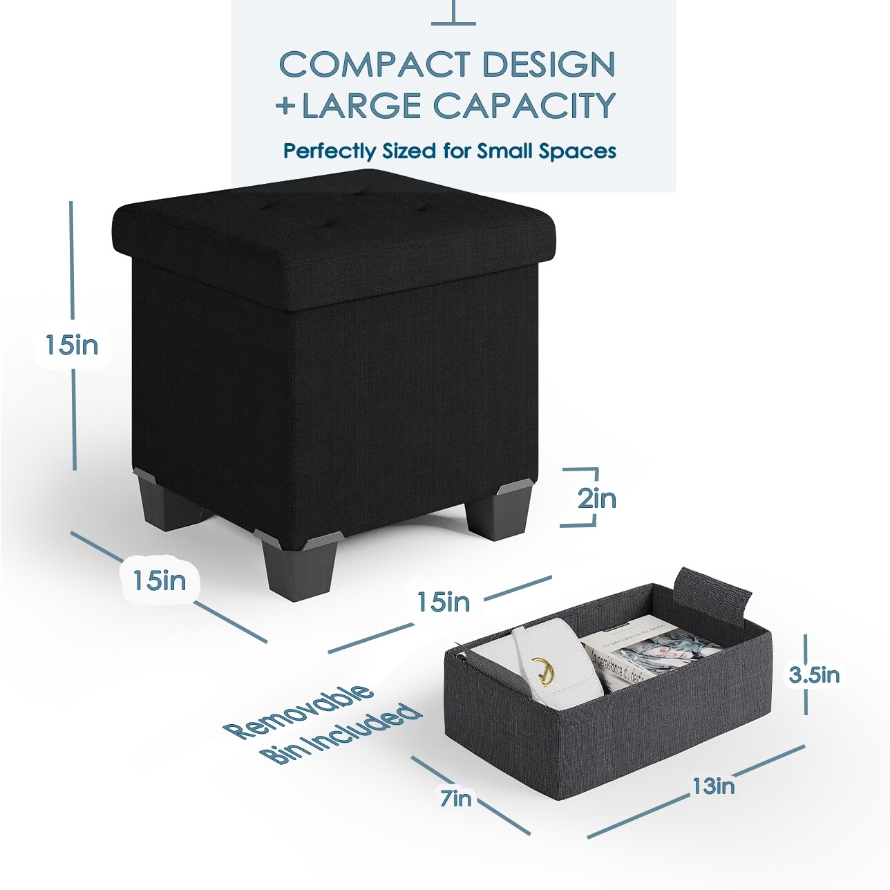 StorageBud Storage Ottoman Bench with Storage Bins