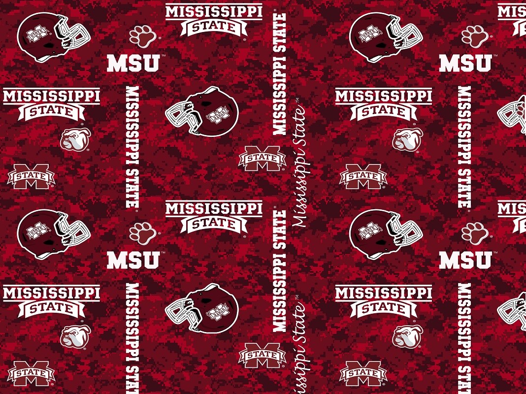Sykel Enterprises-Mississippi State University Fleece Fabric-Mississippi State Bulldogs Digi Camo Fleece Blanket Fabric-Sold by the yard