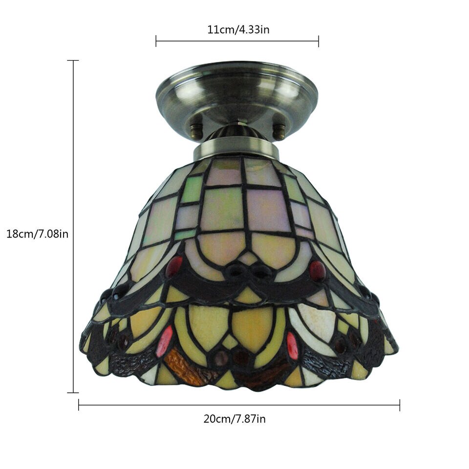 Kitcheniva Vintage Lamp Tiffany Style Stained Glass Flush Mount Ceiling Light